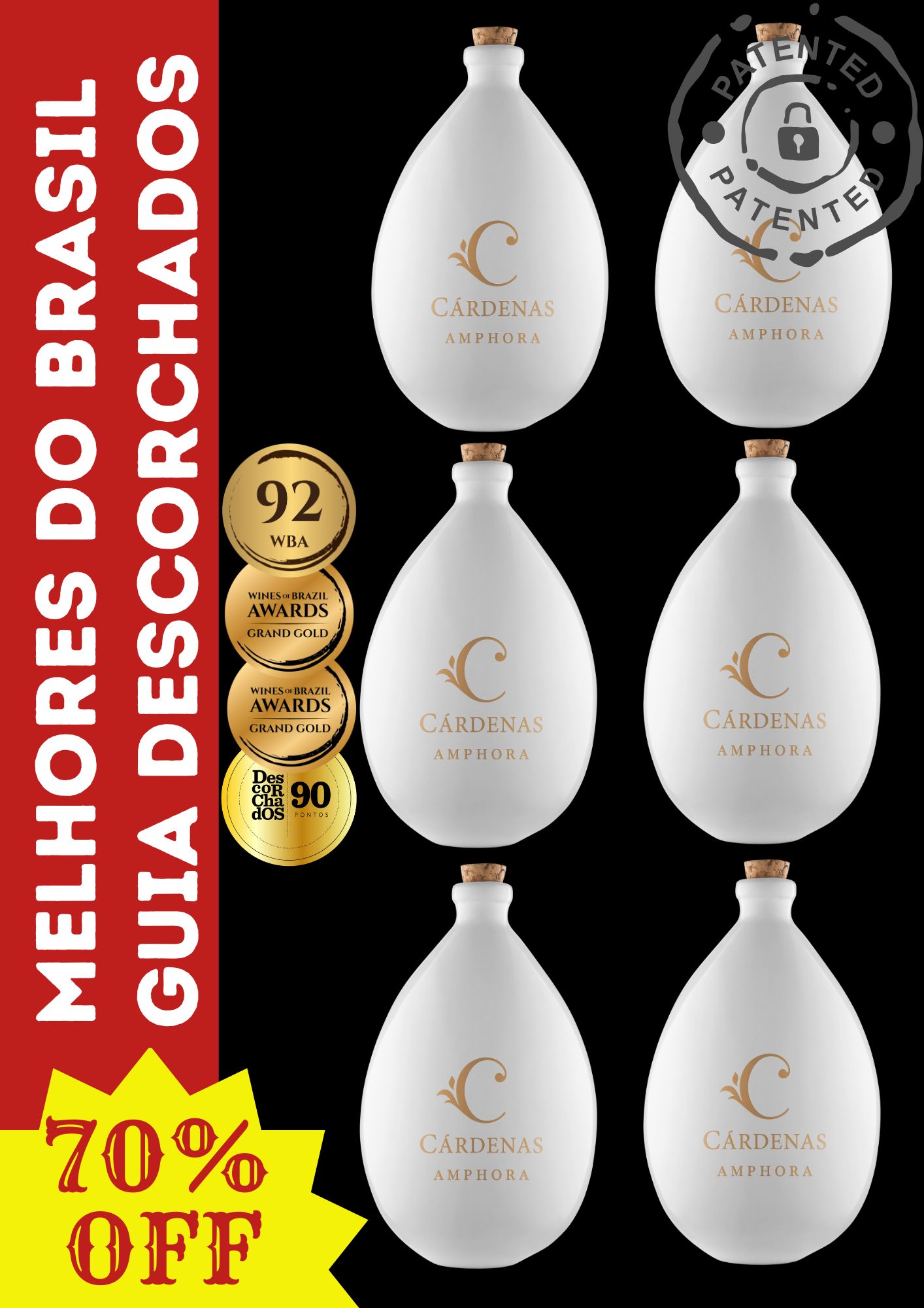 CARDENAS AMPHORA WINE MERLOT 2016 - 06 UNIDADES (BRANCA)