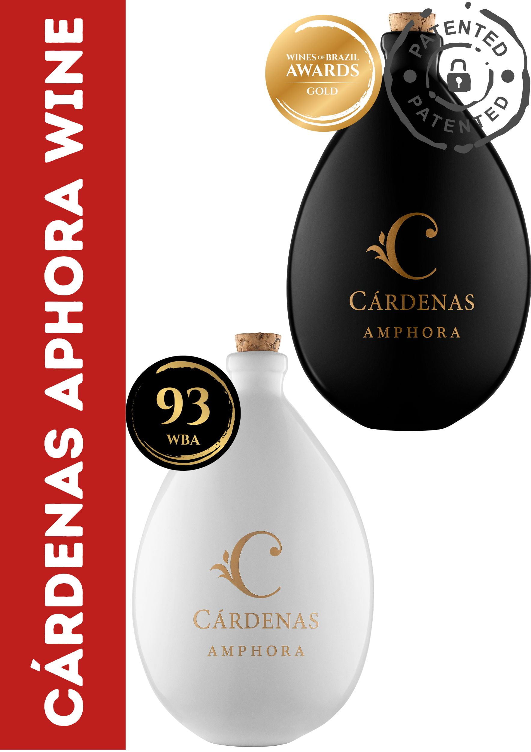 KIT 07 - CÁRDENAS AMPHORA WINE - 01 TANNAT 2017 PRETA) + 01 REBO 2022 (BRANCA)