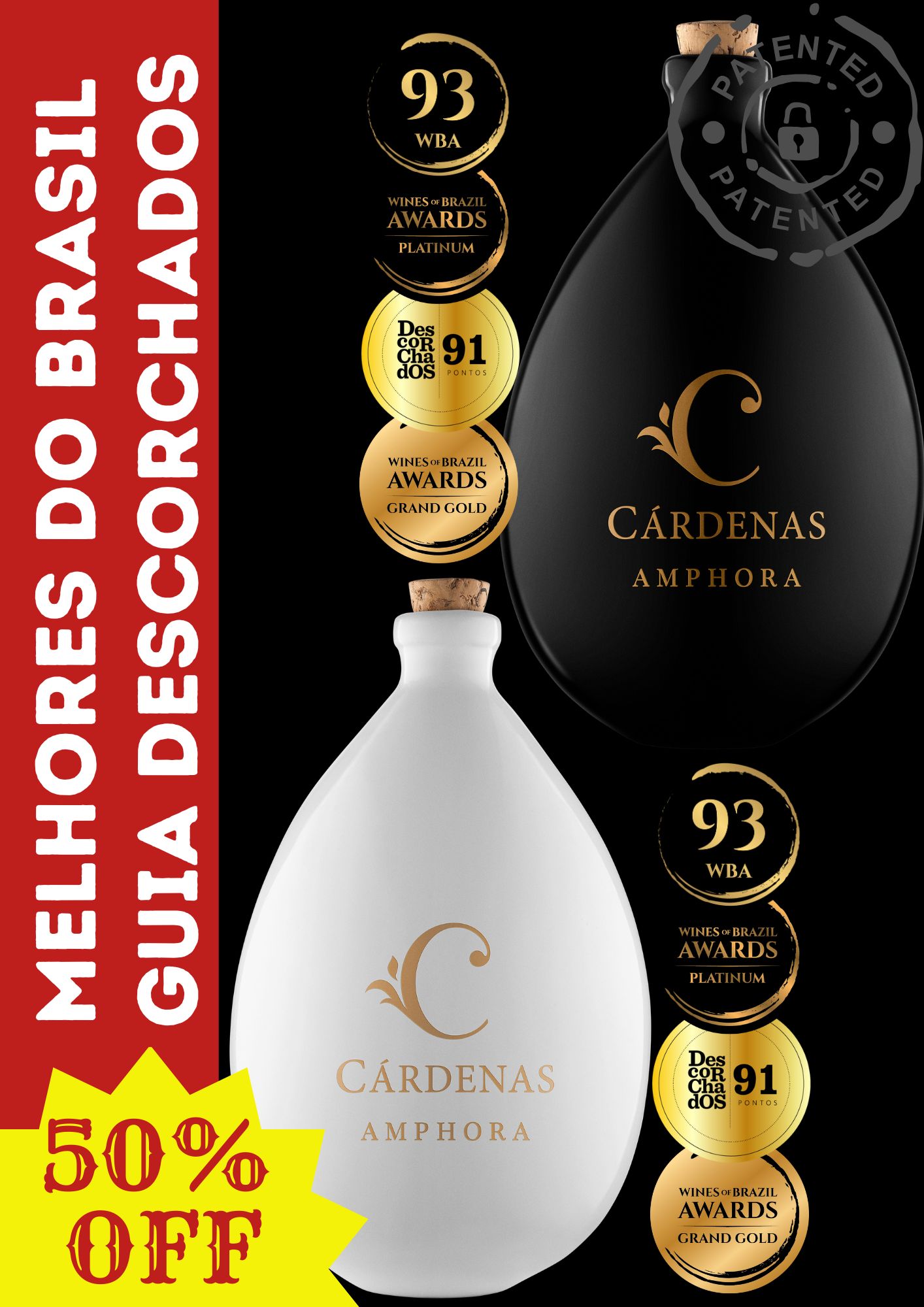 CARDENAS AMPHORA WINE - 01 REBO 2022 (PRETA) + 01 REBO 2022 (BRANCA)