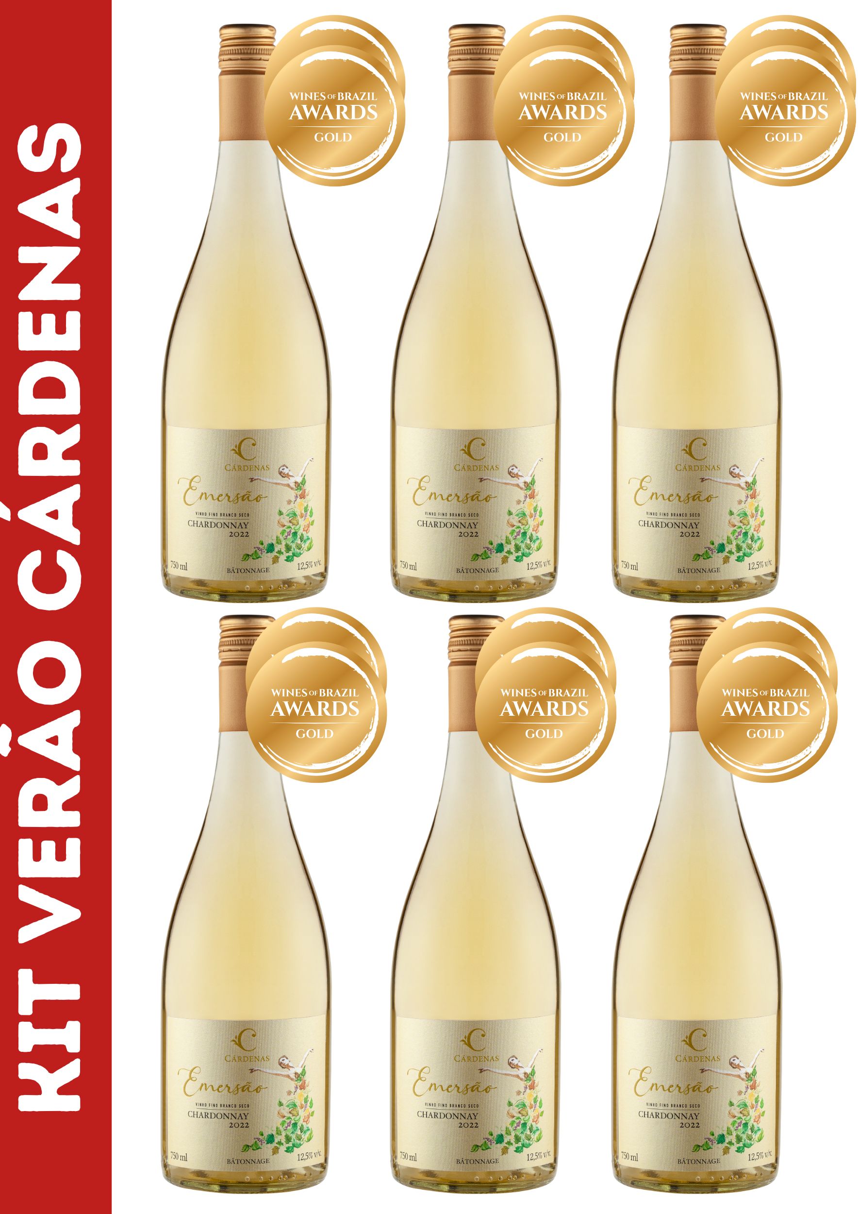 KIT VERÃO CÁRDENAS 06 - 06 GARRAFAS EMERSÃO CHARDONNAY 2022