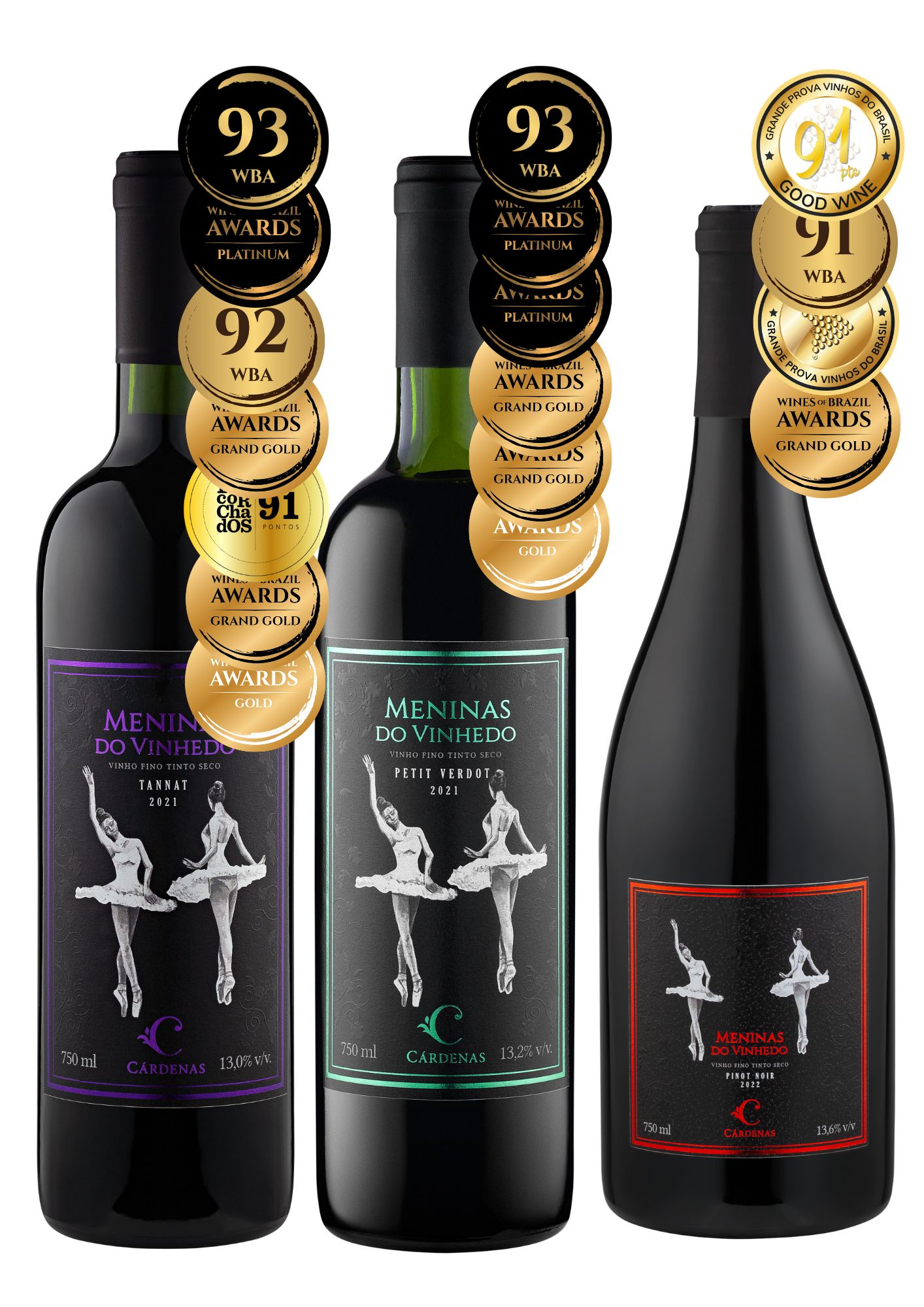 Meninas do Vinhedo Tannat 21 + Petit Verdot 21 + Pinot Noir 22