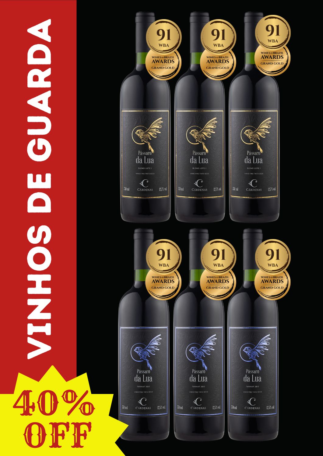 PÁSSARO DA LUA 03 TANNATS 2017 E 03 BLENDS LOTE I