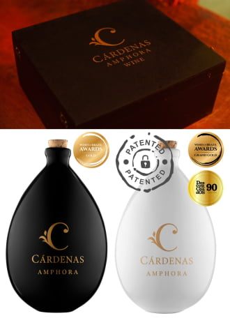 Caixa para 2 garrafa vazia + 1 Cardenas Amphora Wine Merlot 2016 + 1 Cardenas Amphora Wine Tannat 2017