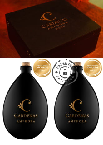 Caixa para 2 garrafas vazia + 2 Cardenas Amphora Wine Tannat 2017