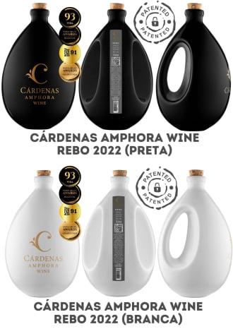KIT 05 - CARDENAS AMPHORA WINE - 01 REBO 2022 (PRETA) + 01 REBO 2022 (BRANCA)