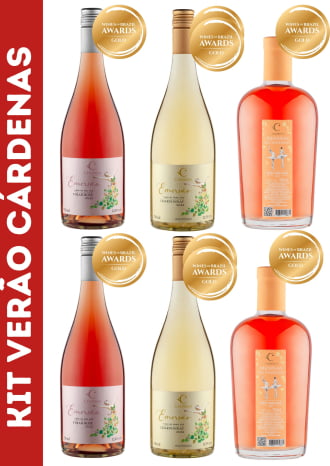 KIT VERÃO CÁRDENAS 01 - 02 EMERSÃO SYRAH ROSÊ 2022 +02 EMERSÃO CHARDONNAY  2022 + 02 MV PINOT NOIR ROSÊ 2023